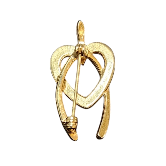 Vintage Interlocking Heart and Wishbone Brooch - Picture 3 of 3